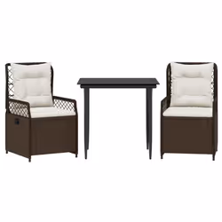 Set da Pranzo da Giardino 3pz con Cuscini in Polyrattan Marronecod mxl 117158 - Vista aggiuntiva 2