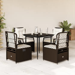 Set da Pranzo da Giardino 5pz con Cuscini in Polyrattan Marronecod mxl 93197