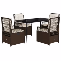 Set da Pranzo da Giardino 5pz con Cuscini in Polyrattan Marronecod mxl 117159 - Vista aggiuntiva 2