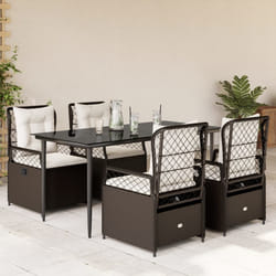 vidaXL Set da Pranzo da Giardino 5pz con Cuscini in Polyrattan Marrone