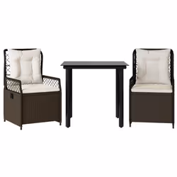 Set da Pranzo da Giardino 3pz con Cuscini in Polyrattan Marronecod mxl 117163 - Vista aggiuntiva 2