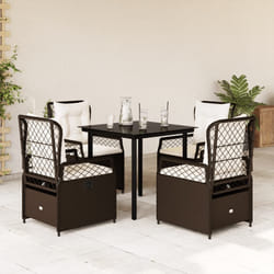 Set da Pranzo da Giardino 5pz con Cuscini in Polyrattan Marronecod mxl 93199