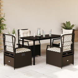 vidaXL Set da Pranzo da Giardino 5pz con Cuscini in Polyrattan Marrone