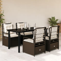vidaXL Set da Pranzo da Giardino 5pz con Cuscini in Polyrattan Marrone