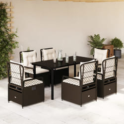 vidaXL Set da Pranzo da Giardino 7pz con Cuscini in Polyrattan Marrone