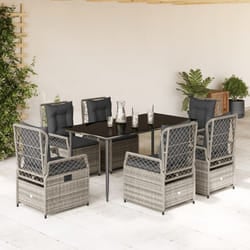 vidaXL Set da Pranzo da Giardino 7 pz con Cuscini in Polyrattan Grigio