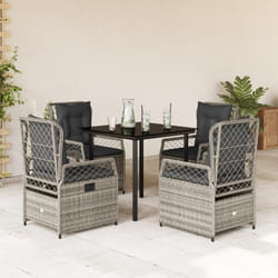 vidaXL Set da Pranzo da Giardino 5 pz con Cuscini in Polyrattan Grigio