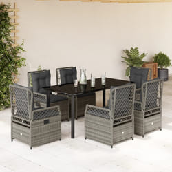 vidaXL Set da Pranzo da Giardino 7 pz con Cuscini in Polyrattan Grigio