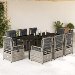 vidaXL Set da Pranzo da Giardino 9 pz con Cuscini in Polyrattan Grigio