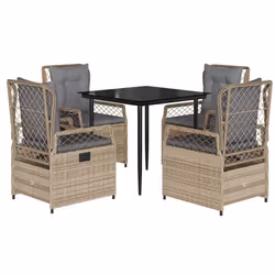 vidaXL Set da Pranzo da Giardino 5 pz con Cuscini Beige in Polyrattan - Vista aggiuntiva 2