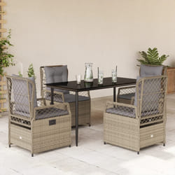 vidaXL Set da Pranzo da Giardino 5 pz con Cuscini Beige in Polyrattan