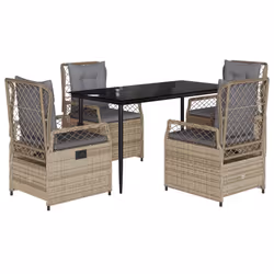 vidaXL Set da Pranzo da Giardino 5 pz con Cuscini Beige in Polyrattan - Vista aggiuntiva 2