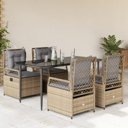 vidaXL Set da Pranzo da Giardino 5 pz con Cuscini Beige in Polyrattan