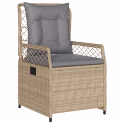 vidaXL Set da Pranzo da Giardino 7 pz con Cuscini Beige in Polyrattan - Vista aggiuntiva 3