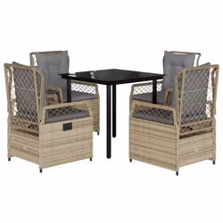 Set da Pranzo da Giardino 5 pz con Cuscini Beige in Polyrattancod mxl 117167 - Vista aggiuntiva 2