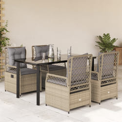 vidaXL Set da Pranzo da Giardino 5 pz con Cuscini Beige in Polyrattan