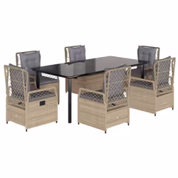Set da Pranzo da Giardino 7 pz con Cuscini Beige in Polyrattancod mxl 117168 - Vista aggiuntiva 2