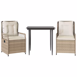 vidaXL Set da Pranzo da Giardino 3 pz con Cuscini Beige in Polyrattan - Vista aggiuntiva 2