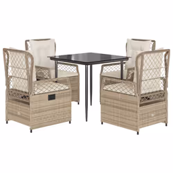 vidaXL Set da Pranzo da Giardino 5 pz con Cuscini Beige in Polyrattan - Vista aggiuntiva 2