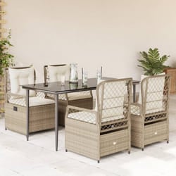 vidaXL Set da Pranzo da Giardino 5 pz con Cuscini Beige in Polyrattan