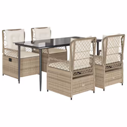 vidaXL Set da Pranzo da Giardino 5 pz con Cuscini Beige in Polyrattan - Vista aggiuntiva 2