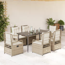 vidaXL Set da Pranzo da Giardino 7 pz con Cuscini Beige in Polyrattan