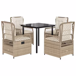 vidaXL Set da Pranzo da Giardino 5 pz con Cuscini Beige in Polyrattan - Vista aggiuntiva 2