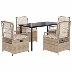vidaXL Set da Pranzo da Giardino 5 pz con Cuscini Beige in Polyrattan - Vista aggiuntiva 2