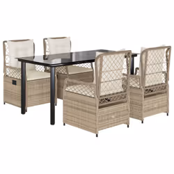 vidaXL Set da Pranzo da Giardino 5 pz con Cuscini Beige in Polyrattan - Vista aggiuntiva 2