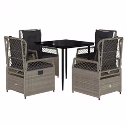 vidaXL Set Pranzo da Giardino 5pz con Cuscini Grigio Chiaro Polyrattan - Vista aggiuntiva 2