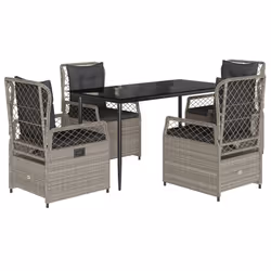vidaXL Set Pranzo da Giardino 5pz con Cuscini Grigio Chiaro Polyrattan - Vista aggiuntiva 2