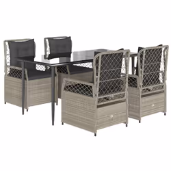 Set Pranzo da Giardino 5pz con Cuscini Grigio Chiaro Polyrattancod mxl 117170 - Vista aggiuntiva 2