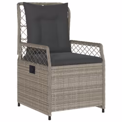 vidaXL Set Pranzo da Giardino 3pz con Cuscini Grigio Chiaro Polyrattan - Vista aggiuntiva 3
