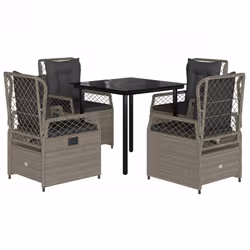 vidaXL Set Pranzo da Giardino 5pz con Cuscini Grigio Chiaro Polyrattan - Vista aggiuntiva 2