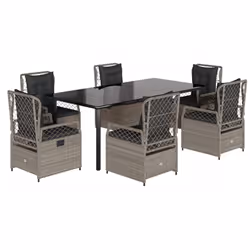 Set da Pranzo da Giardino 7 pz Cuscini Polyrattan Grigio Chiarocod mxl 117172 - Vista aggiuntiva 2