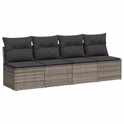 vidaXL Set Divano da Giardino 9 pz con Cuscini Grigio in Polyrattan - Vista aggiuntiva 3