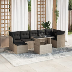 vidaXL Set Divano da Giardino 8pz con Cuscini Grigio Chiaro Polyrattan