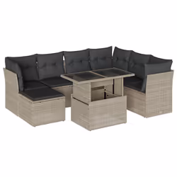 vidaXL Set Divano da Giardino 8pz con Cuscini Grigio Chiaro Polyrattan - Vista aggiuntiva 2
