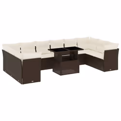 vidaXL Set Divani da Giardino 11 pz con Cuscini Polyrattan Marrone - Vista aggiuntiva 2