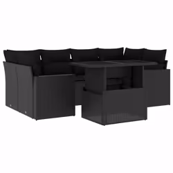 vidaXL Set Divani da Giardino con Cuscini 7pz Nero Polyrattan - Vista aggiuntiva 2