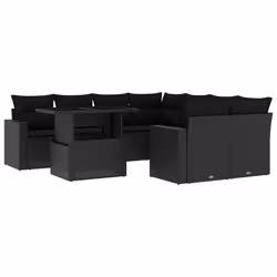 vidaXL Set Divani da Giardino 9 pz con Cuscini Nero in Polyrattan - Vista aggiuntiva 2