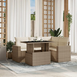 vidaXL Set Divano da Giardino 5 pz con Cuscini Beige in Polyrattan