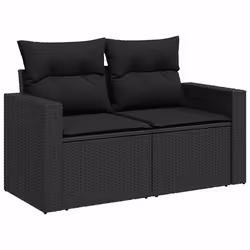 vidaXL Set Divano da Giardino 6 pz con Cuscini Nero in Polyrattan - Vista aggiuntiva 3