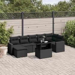 vidaXL Set Divani da Giardino con Cuscini 8 pz Nero in Polyrattan