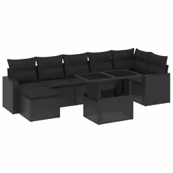 vidaXL Set Divani da Giardino con Cuscini 8 pz Nero in Polyrattan - Vista aggiuntiva 2