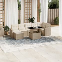 vidaXL Set Divano da Giardino 8 pz con Cuscini Beige in Polyrattan