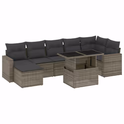 vidaXL Set Divano da Giardino 8 pz con Cuscini Grigio in Polyrattan - Vista aggiuntiva 2