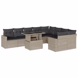vidaXL Set Divano Giardino 10 pz con Cuscini Grigio Chiaro Polyrattan - Vista aggiuntiva 2