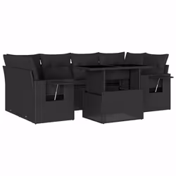 vidaXL Set Divani da Giardino con Cuscini 7pz Nero Polyrattan - Vista aggiuntiva 2