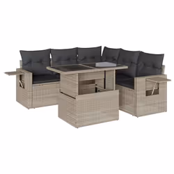 vidaXL Set Divano da Giardino 6pz con Cuscini Grigio Chiaro Polyrattan - Vista aggiuntiva 2